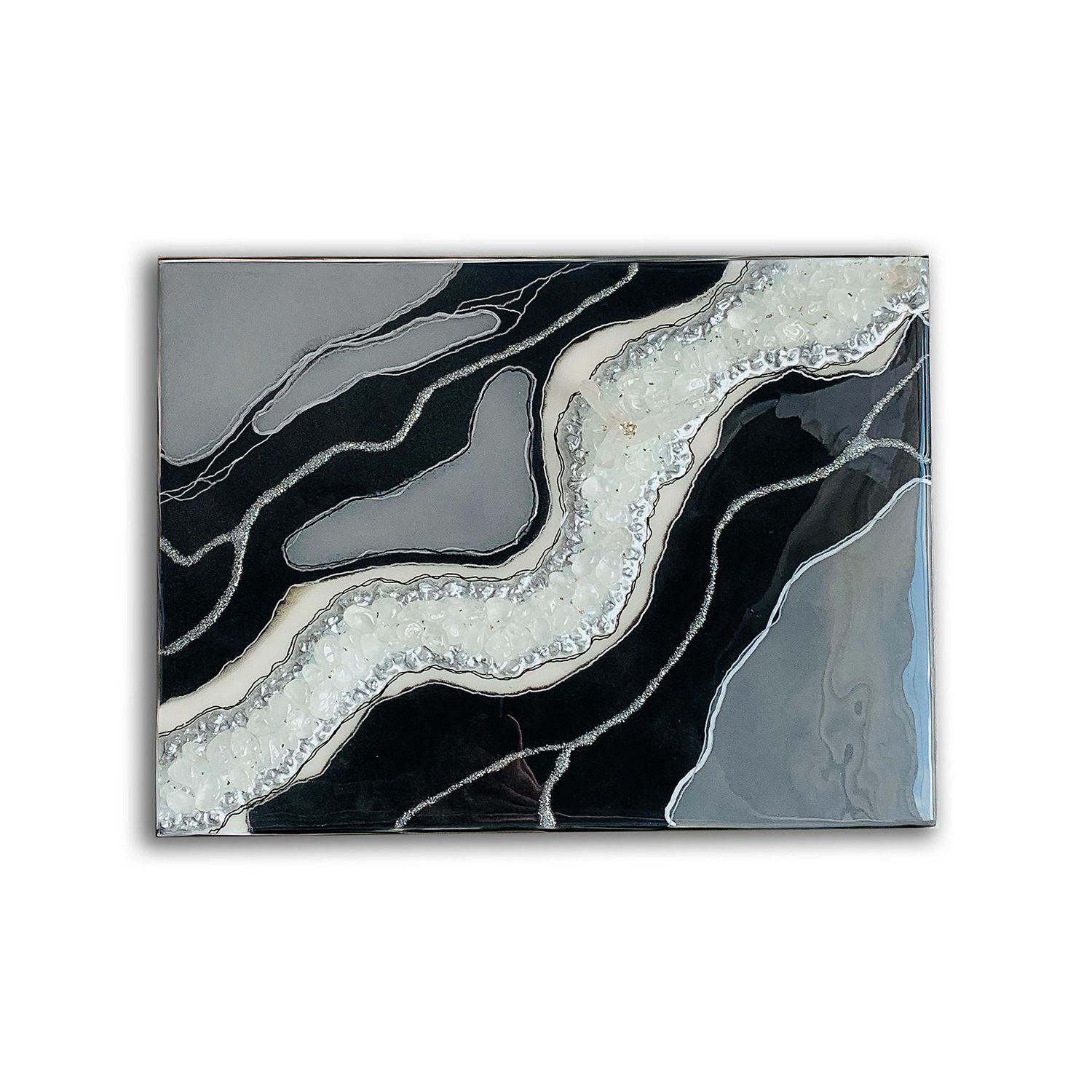 20240501 Black resin crystal art picture rectangle kiwi tarot