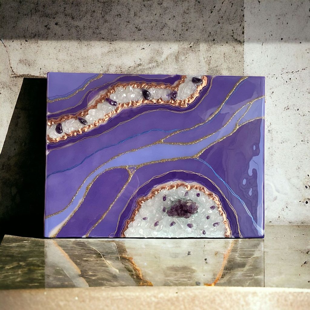 2024050101 Purple resin crystal art picture rectangle kiwi tarot
