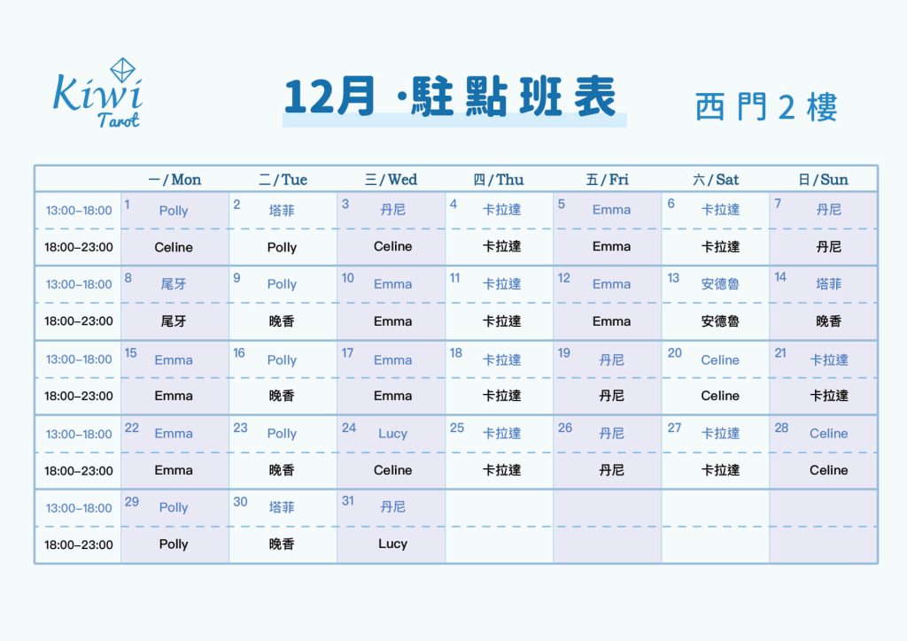 20251201 Kiwi Tarot Ximending Tarot 2F Taipei Tarot